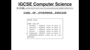 Pseudocode CASE Statement - IGCSE Computer Science Tutorial