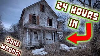 (ATTACKED) 24 HOUR OVERNIGHT CHALLENGE IN ABANDONED HAUNTED HOUSE! \/\/ SNEAKING INTO HAUNTED HOUSE!