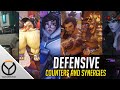 Overwatch ALL Defensive Heroes Counters &amp; Synergies Guide: Bastion Hanzo Junkrat Mei Torbjorn Widow