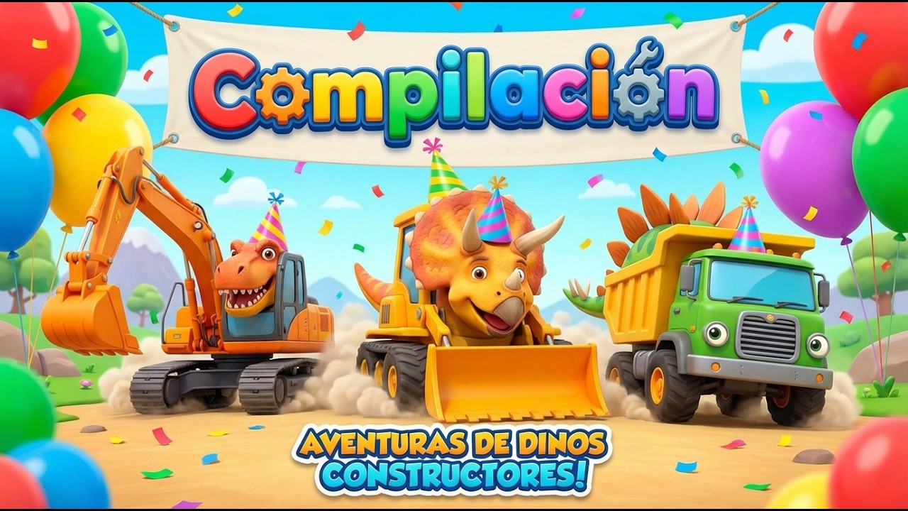 🦖 ¡Dinosaurios y Vehículos de Construcción! 🚜 El Mejor Mix de Canciones Infantiles 🚑