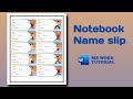 how to make name slip for school book in ms word.