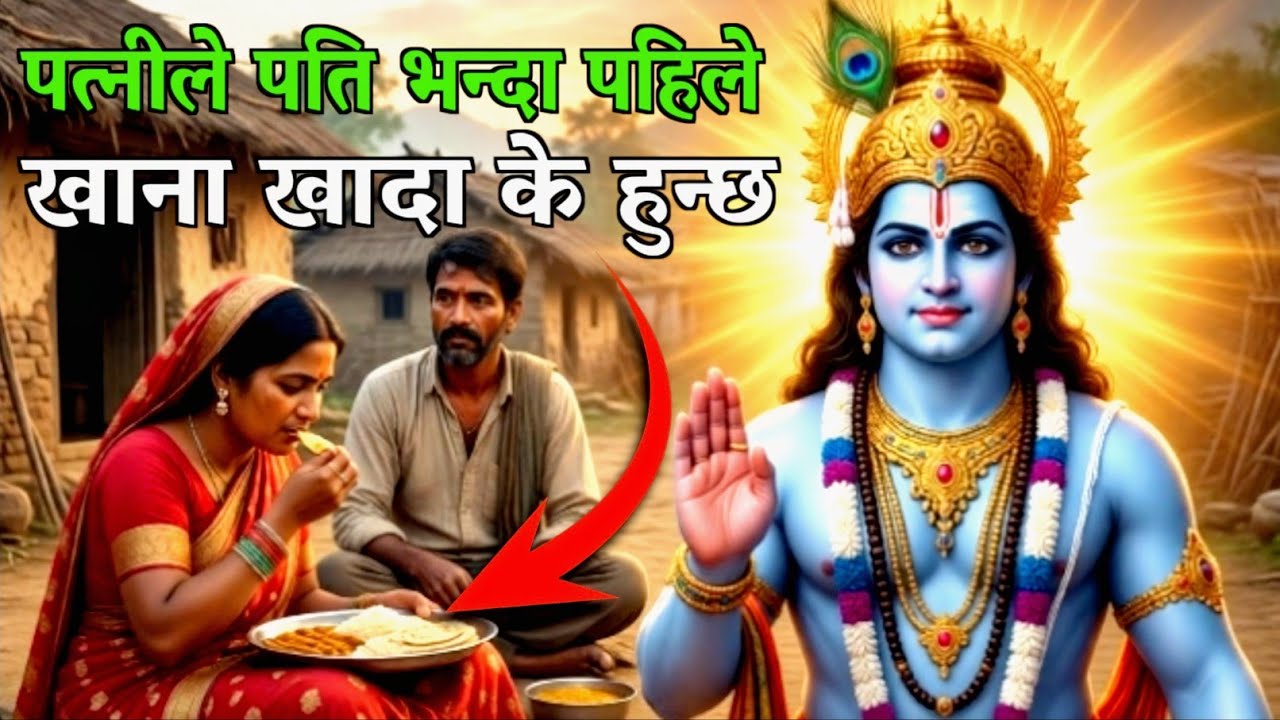 ध्यान दिएर सुन्नुहोस् 🙏 पति भन्दा पहिले भोजन गर्ने स्त्रीको अर्को जन्म – श्रीकृष्ण वाणी
