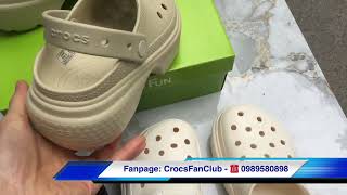 CrocsFanClub - PB281-Sục Stomp trơn, đế cao 8cm cho nam nữ, siêu nhẹ , màu đen, kem, trắng. Fullbox