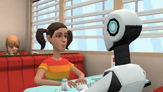 Female Robot and I Acted Excited in DaDa's Diner