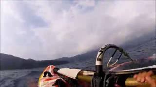 Windsurfing at lake Motosu, Japan. August 13th 2017