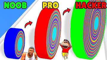 NOOB vs PRO vs HACKER in PEEL RUNNER 3D with SHINCHAN and CHOP and FRANKLIN