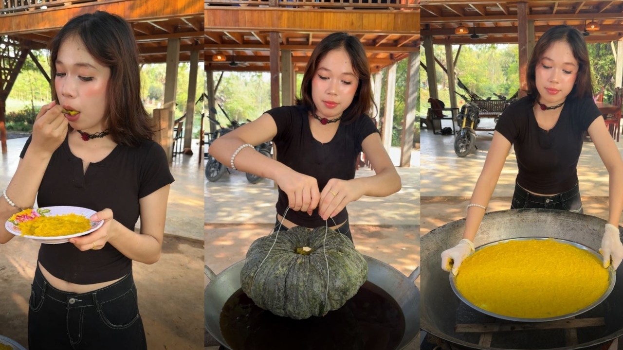 Amazing cooking deep fried pumpkin steamed recipe