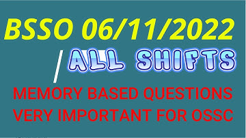 BSSO Exam Analysis | 6 November 2022 all  Shift GK Question Discussion |  For All OSSC exam