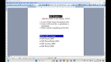 OSSSC RI ARI AMIN ICDS SKILL TEST // MS Windows 18 //   Skill Test With MS Office 2003 // OdishaIQ