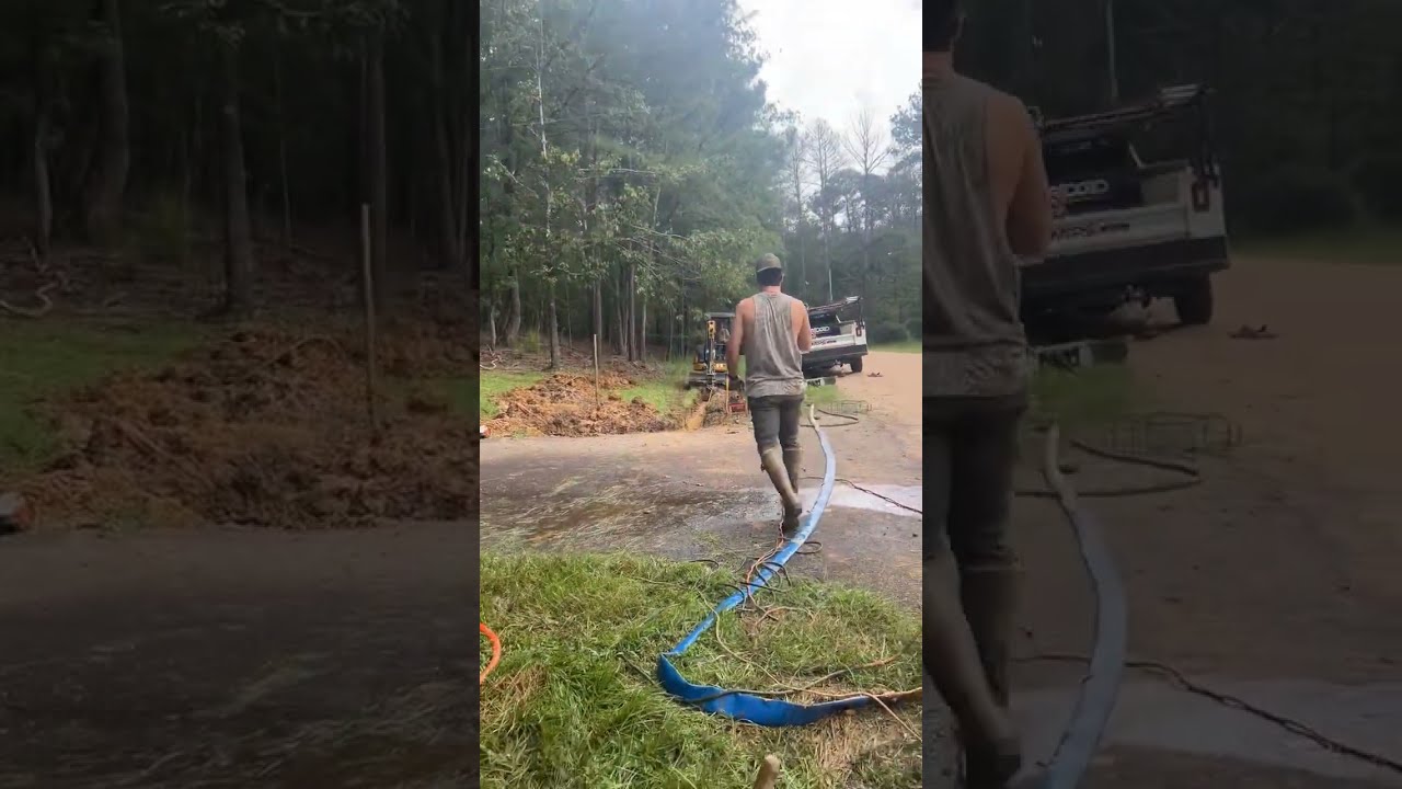 Clearing Blocked Culvert Drain With Tire - Satisfying!