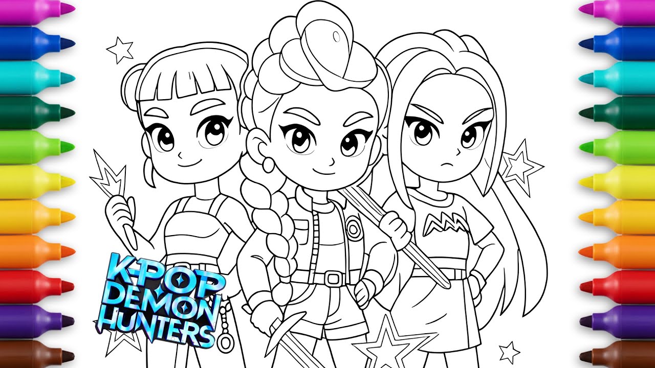 Adorable Chibi Girls in Action! 😍✨ | Demon Hunter Girl Group Story Painting 🎨#kpopdemonhunters #art