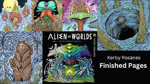 Kerby Rosanes: Alien Worlds. My Completed Coloring Book Pages.