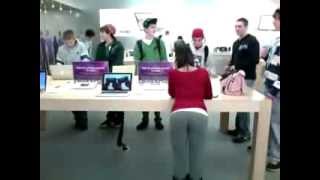 Girl Dancing In Apple Store With Yoga Pants Girl Dancing In Apple Store With Yoga Pants
