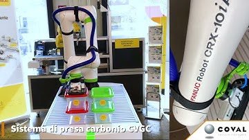 Sistema di presa in carbonio COVAL, serie CVGC, integrata su un cobot FANUC CRX-10ia