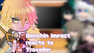 🩷🍙 | Genshin impact react to Traveller + Abyss | 🤍🎀 | Angst? 💔🥟 | XxJust_Heather