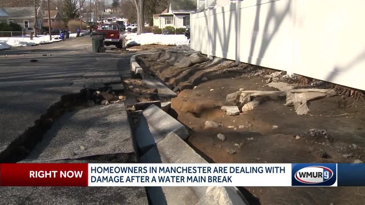 Roads, sidewalks damaged in water main break - YouTube