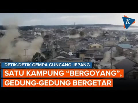 Detik-detik Gempa Jepang, Satu Kampung Bergetar, Bangunan Roboh Ciptakan Debu
