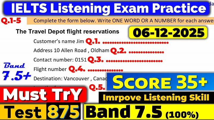 IELTS Listening Practice Test 2025 with Answers | Recent Exam - 06.12.2025