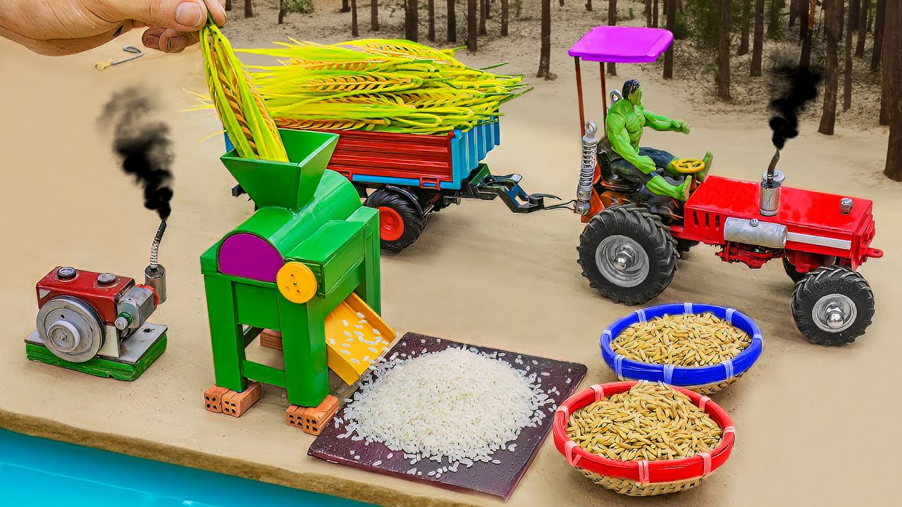 diy tractor mini feed processing machine science project | mini rice ...