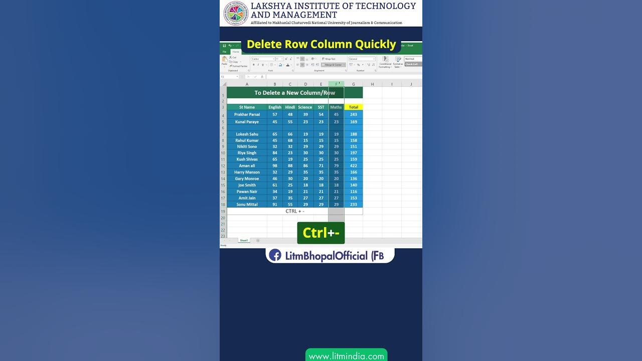 Row and column delete shortcut key excel short excel youtube