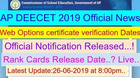 AP DEECET 2019 1st Phase Counseling Web Option  Rank Cards Released|Official Dates|Live|