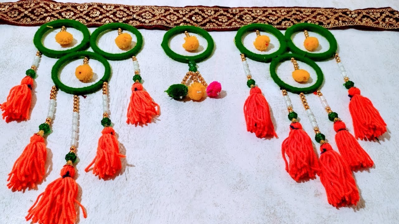 मार्केट जैसी तोरण बनाएं घर पर /old bangles fastival toran design/Door