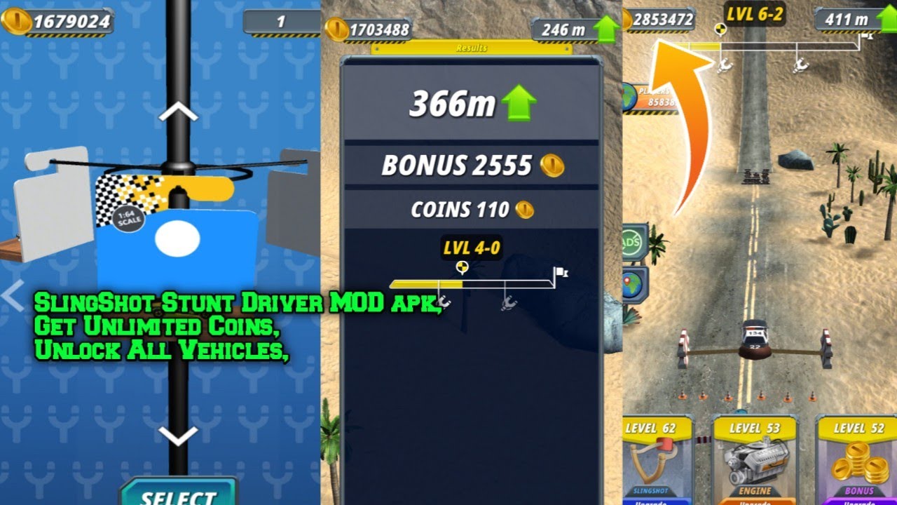 SlingShot Stunt Driver MOD apk Get Unlimited Coins Unlock All