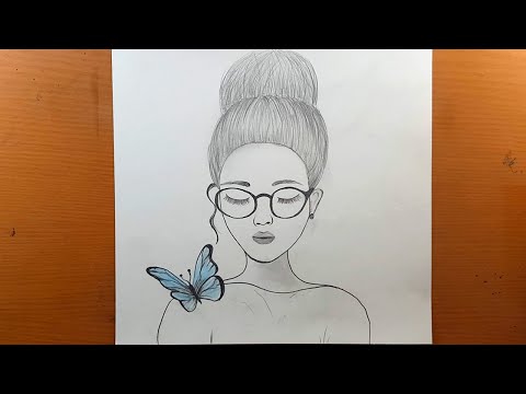 Uma menina com cabelos bonitos Desenho a lápis / Como desenhar uma