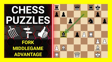 Chess Puzzles to Practice. Themes: Fork, Middlegame, Advantage. Learn Chess