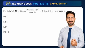 For α, β, γ ∈ ℝ, if lim₍ₓ→0₎ [(x² sin(αx) + (γ − 1)e^(x²)) / (sin(2x) − βx)] = 3, then β + γ − α ...