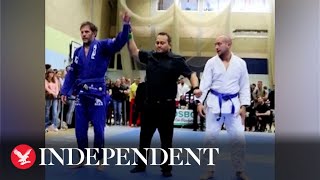 Tom Hardy submits opponent during Jiu-Jitsu tournament before going on to win gold