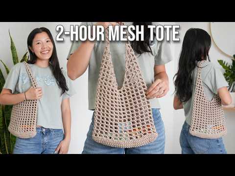 Chunky Crochet Mesh Tote Bag Tutorial | 2-Hour Crochet Tote