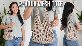 Chunky Crochet Mesh Tote Bag Tutorial | 2-Hour Crochet Bag