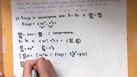 Find the work done by the given force field F⃗ on a particle moving along an arbitrary smooth arc.