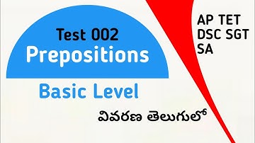 Prepositions test 002 with explanation in telugu I AP TET DSC SGT SA
