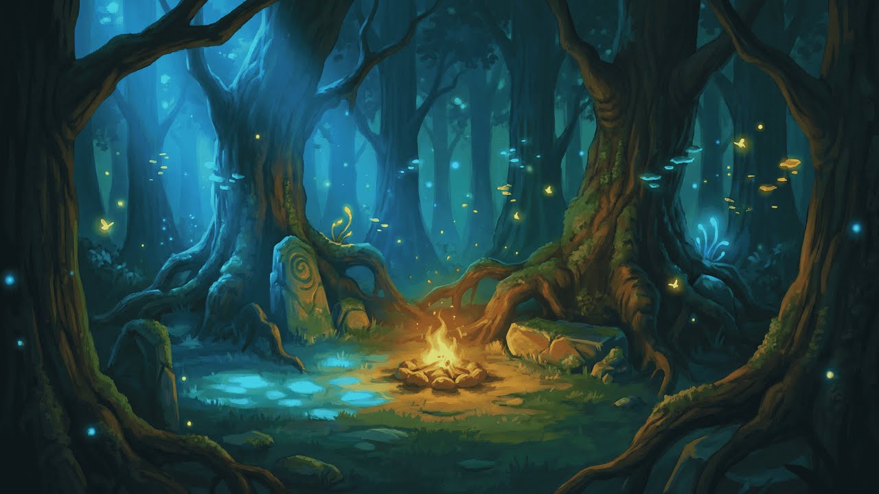 Elven Forest Campfire 🌲 | D&D Lofi Ambience for Night Watch & Relaxing
