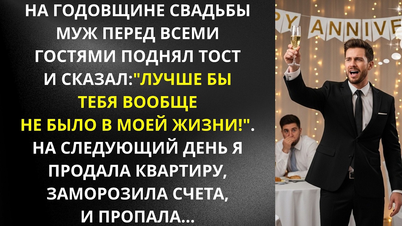 На годовщине свадьбы муж перед всеми гостями поднял тост 'Лучше бы тебя вообще не было в моей жизни!