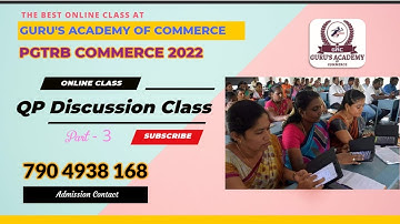 PGTRB Commerce  2022 - Question Paper Discussion -  Part 3 | Admission Begins