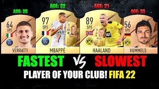 YOUR CLUBS FASTEST/SLOWEST PLAYER IN FIFA 22!  ft. Mbappe, Haaland, Vinicius… etc