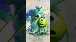 Mike + Sully Disney Transformation 💚💙 Mixing characters #shorts #art #mixingcharacters #ai #glowup