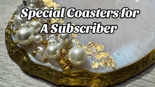 #078 Gold and Pearl Resin Coasters