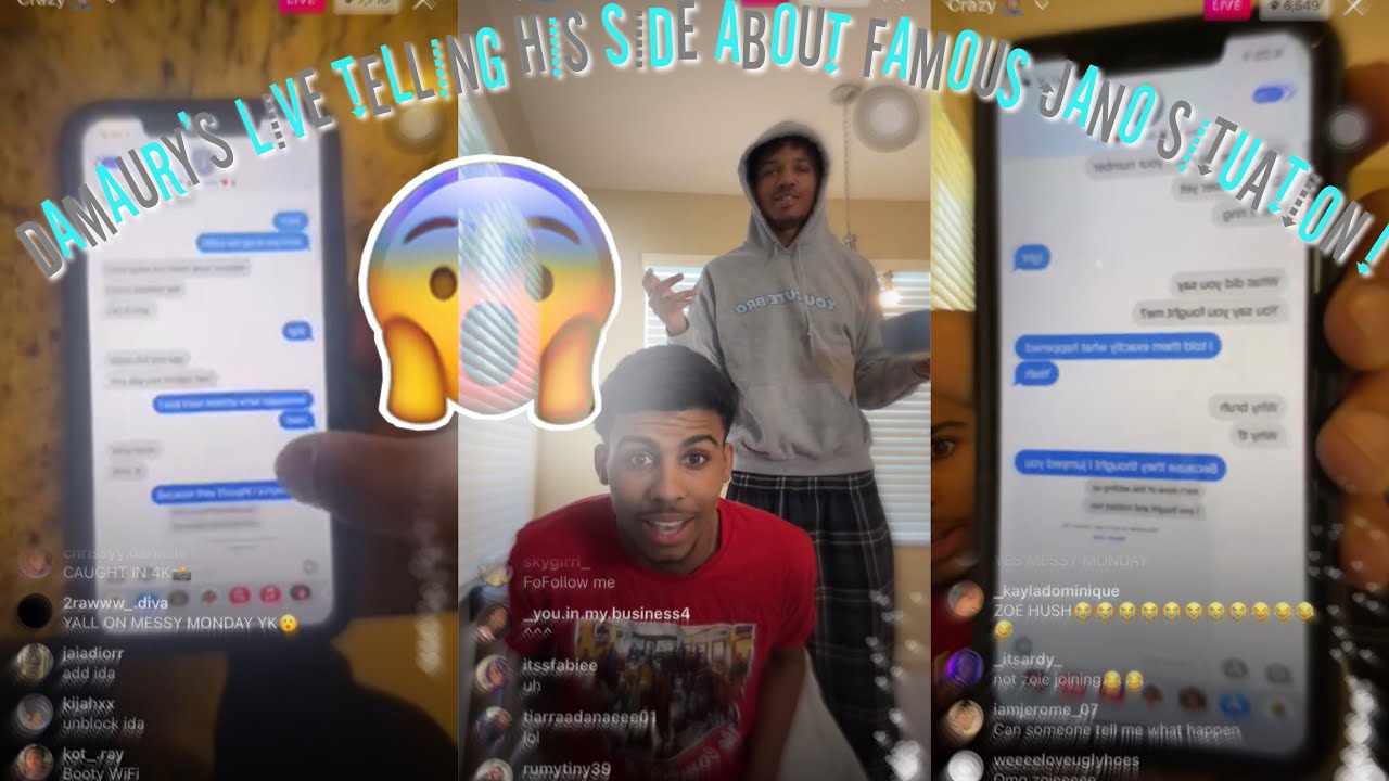 Damaury’s live telling his side about Famous Jano situation!