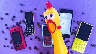 Chicken incoming & outgoing call  iPhone 5s vs BQ Only vs Nokia 3220 vs Sigma Flip vs Maxcom