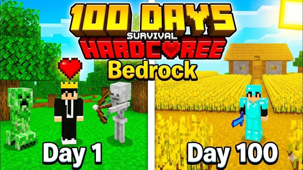 In this video, I survived 100 Days in Minecraft Hardcore MCPE 😱 - YouTube