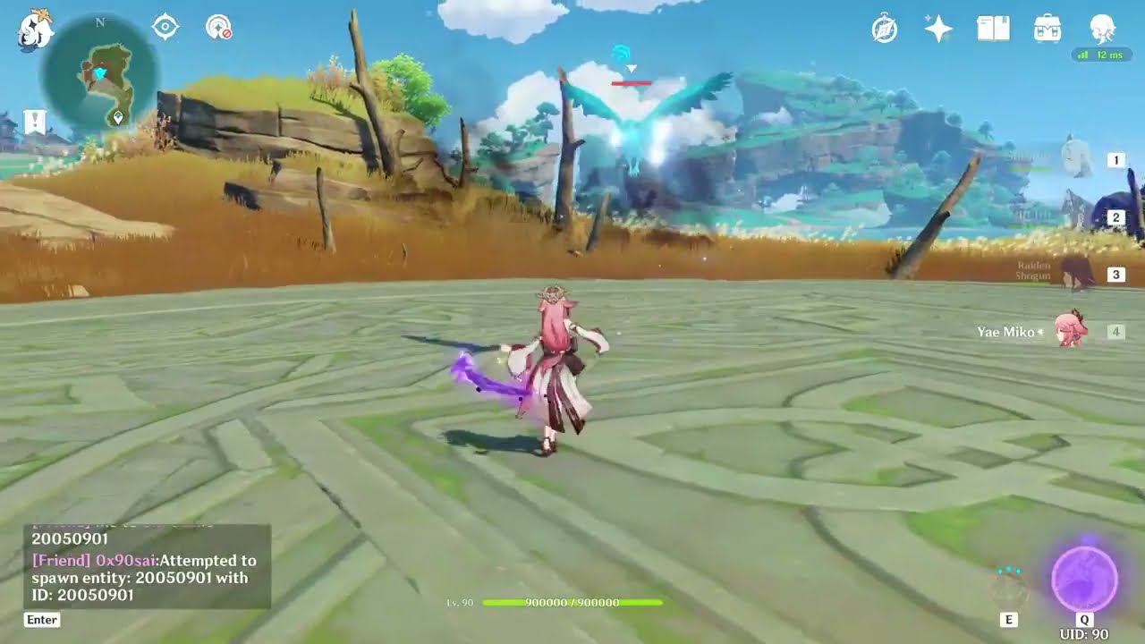 Yae Miko charged attack ICD + range showcase (At C0) Genshin Impact 2