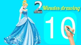 How to draw Disney princess step by step//Cinderella drawing easy/Disney princess with number1⃣0⃣