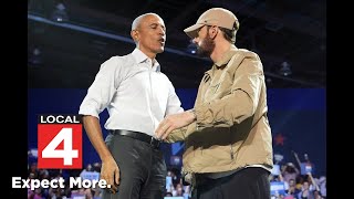 Eminem, Obama urge Michiganders to vote for Harris during rally in Detroit