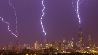 Chicago Triple Lightning Strikes to Sears, Trump, Hancock  June 30
