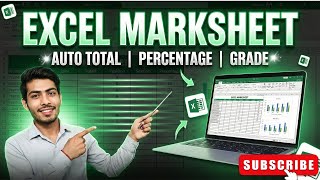 Excel Marksheet Creation Step by Step | Auto Grade, Percentage & Result.