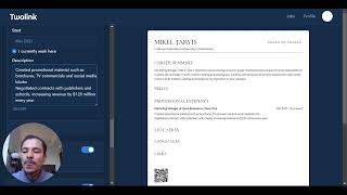 Creating a Marketing Manager Resume on TwoLink screenshot 4
